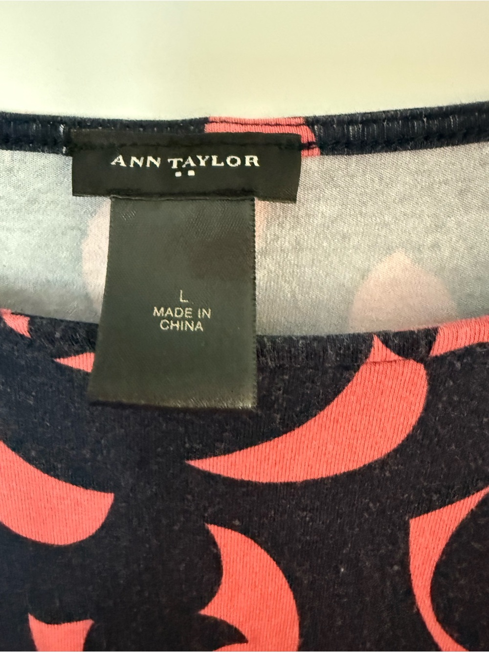 Ann Taylor Navy and Coral Patterned Dress